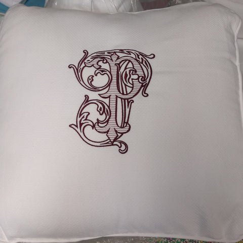 Wedge Pillow with Vintage Vine Monogram