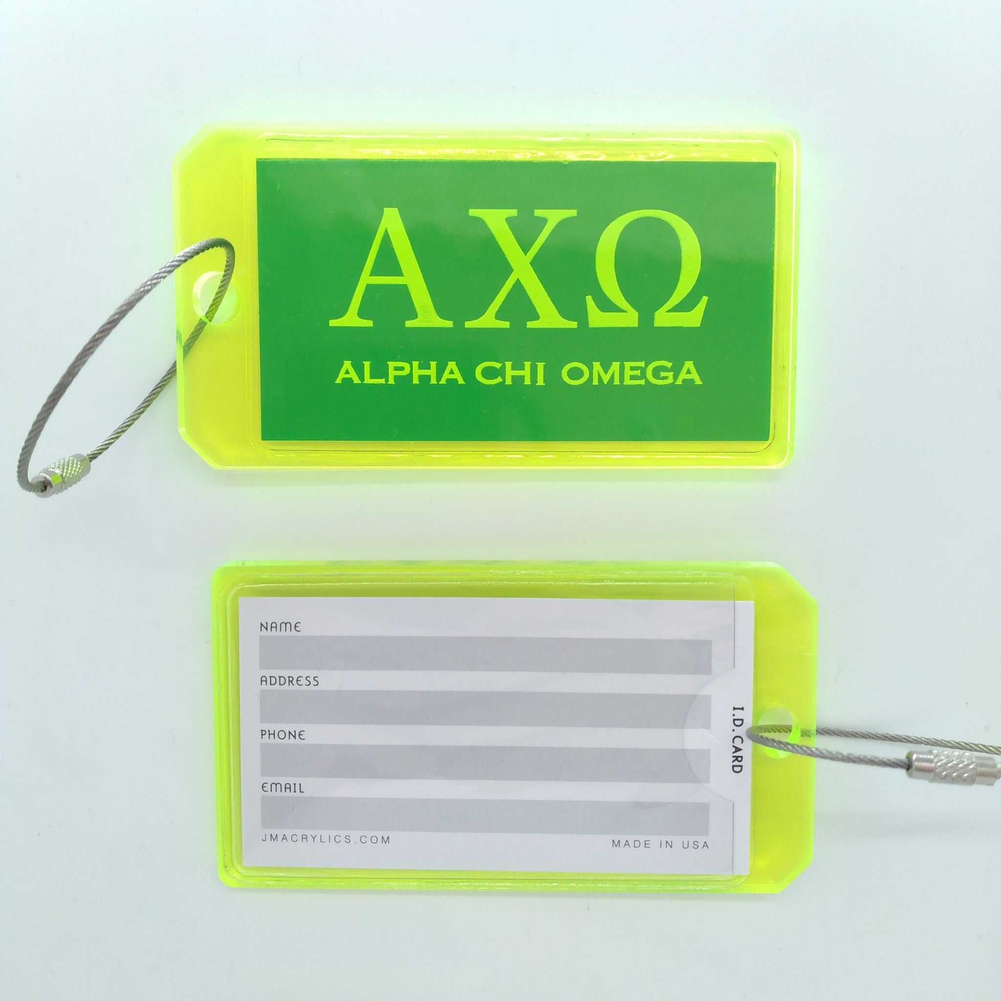 Acrylic Luggage Tag - Alpha Chi Omega