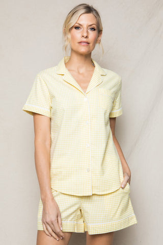 Women's Yellow Gingham Short Set