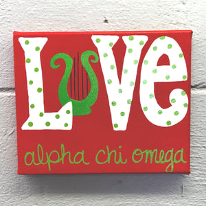 Love Painted Canvas - Alpha Chi Omega