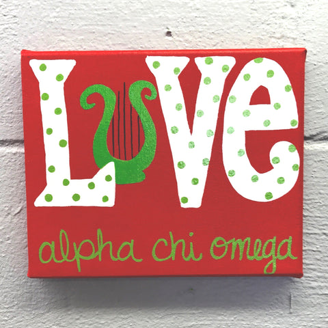 Love Painted Canvas - Alpha Chi Omega