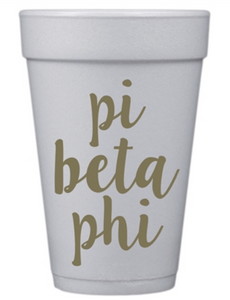 Gold Script Styrofoam Cups - Pi Beta Phi
