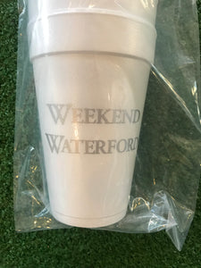 Styrofoam Weekend Waterford Silver Cups 16 oz cups. 10 count