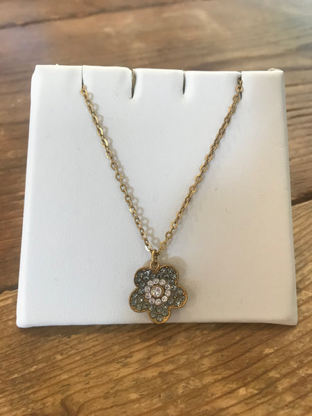 La Vie Parisienne 1519 Gold and Crystal Flower Necklace