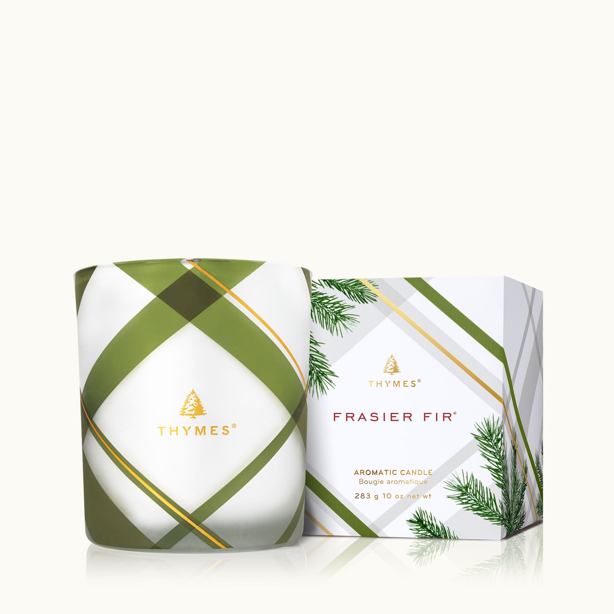 Thymes Frosted Plaid Medium Poured Candle