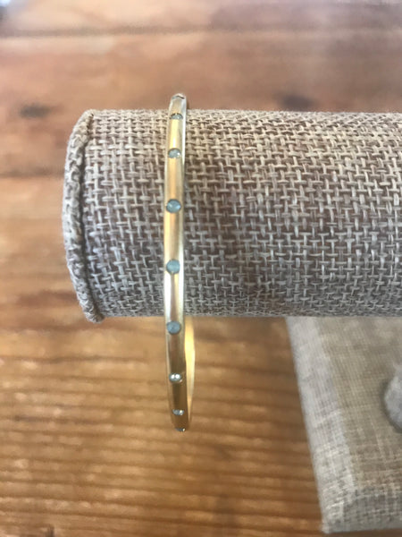La Vie Parisienne 1715 Thin Gold and Crystal Bangle Bracelet