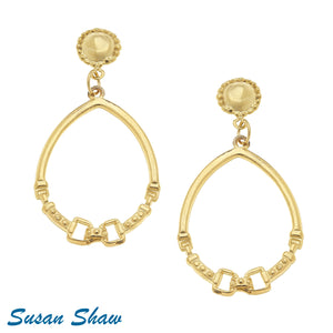 Susan Shaw 1216 Gold Horsebit Earrings