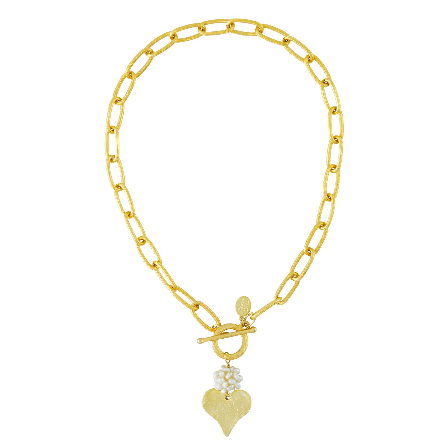 Susan Shaw 3374 Heart & Pearl Toggle Necklace