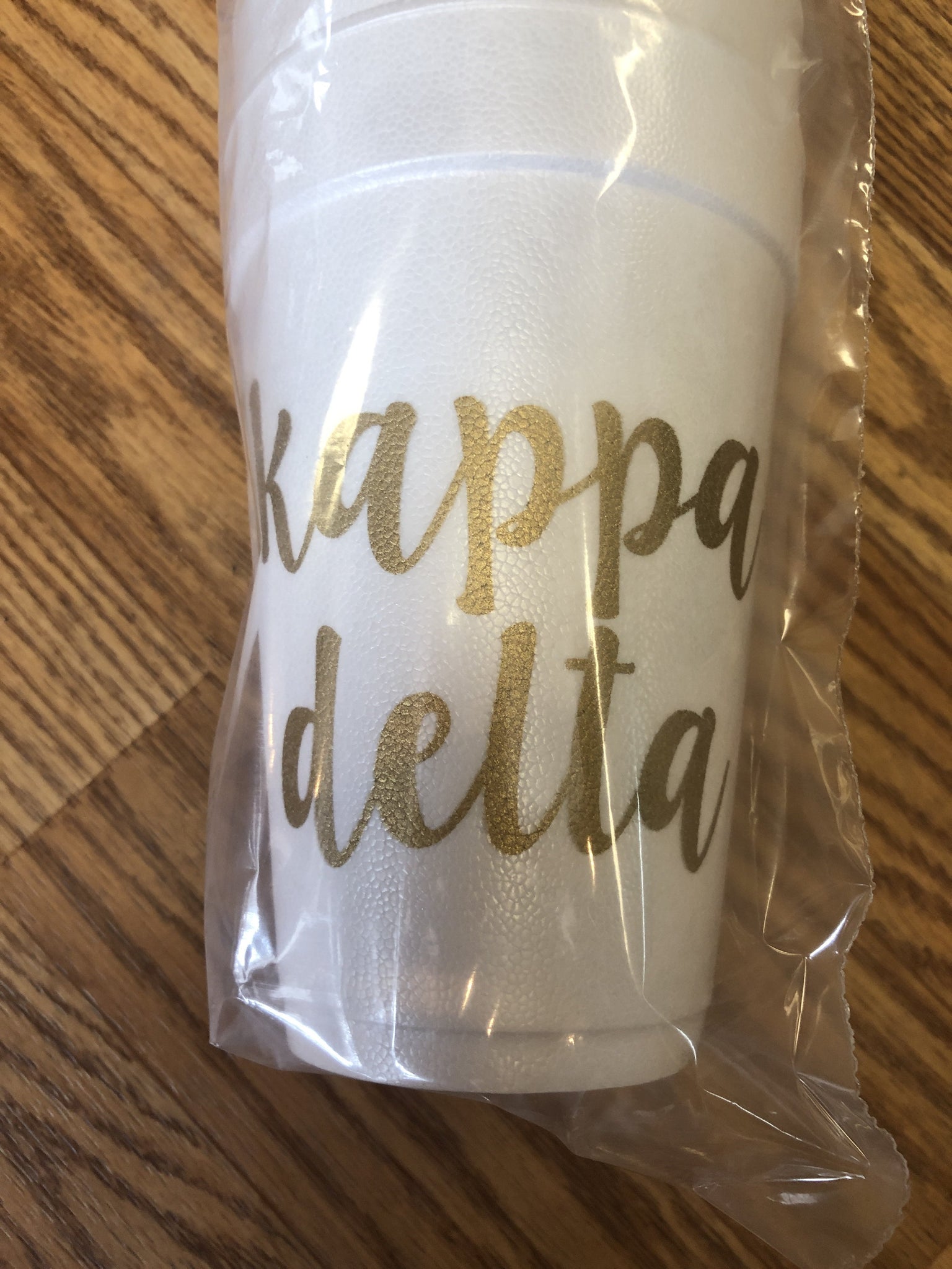 Gold Script Styrofoam Cups - Kappa Delta