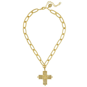 Susan Shaw 3740 Double Cross Jerusalem Necklace