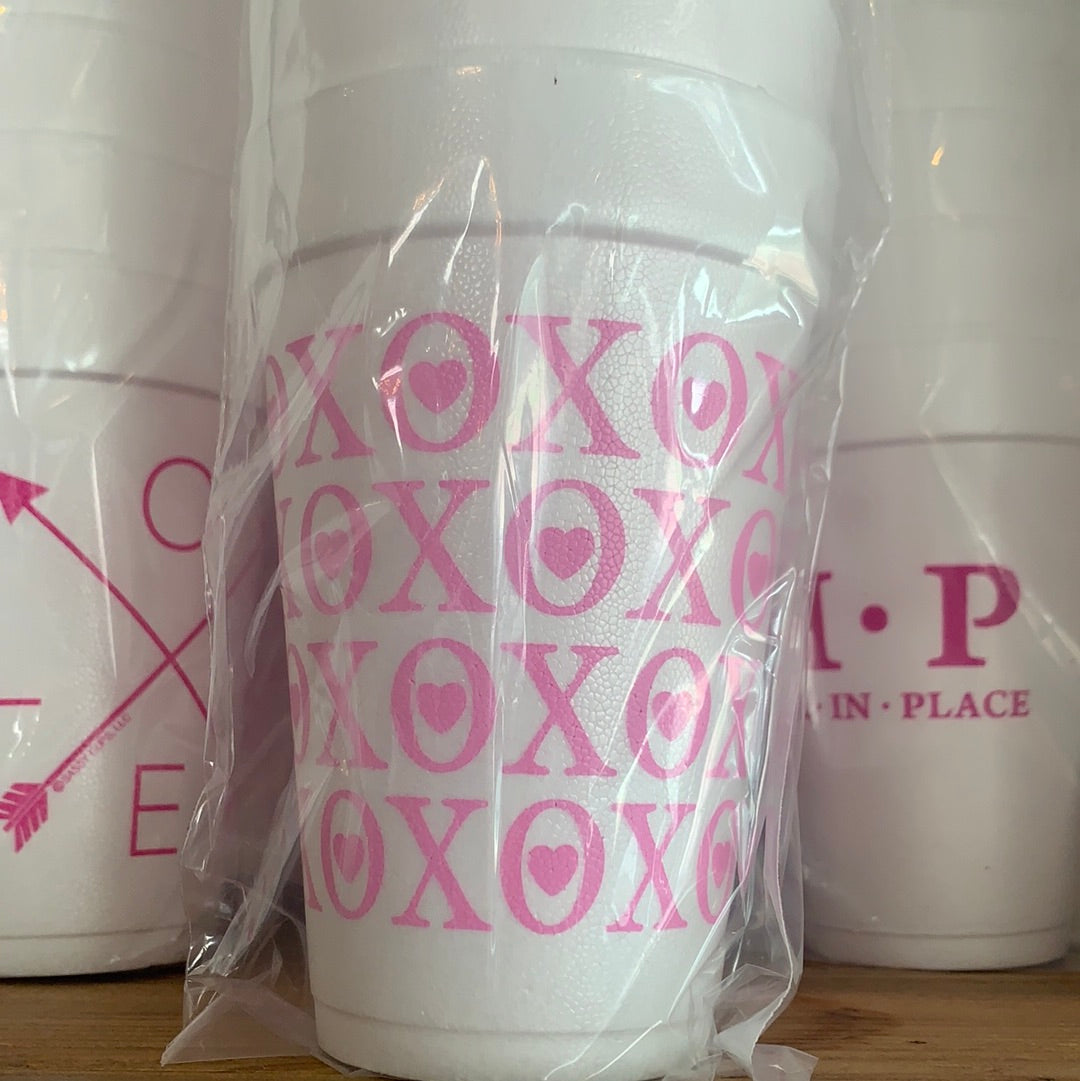 Styrofoam Cups - Stacked Pink XOXO