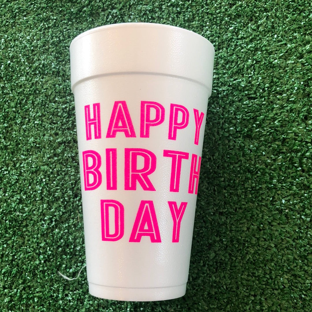 Styrofoam Cups 20 oz Happy Birthday