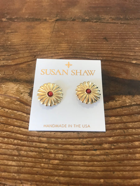 Susan Shaw 1270 Gold Medium Concho Earring