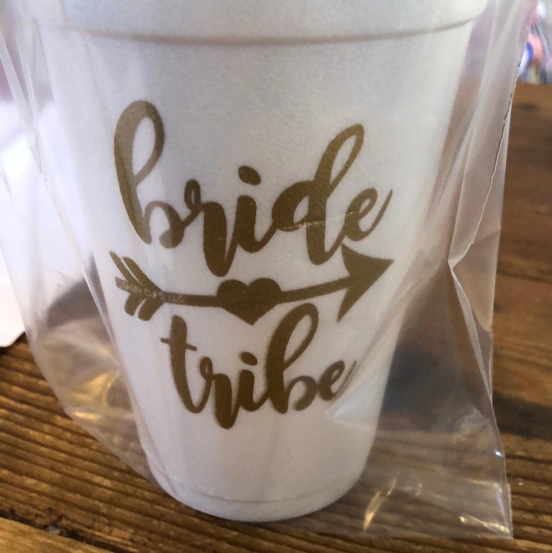 Bride Tribe Gold Styrofoam Cups