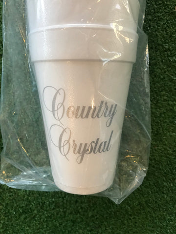 Styrofoam Country Crystal Silver Cups 16 oz cups. 10 count