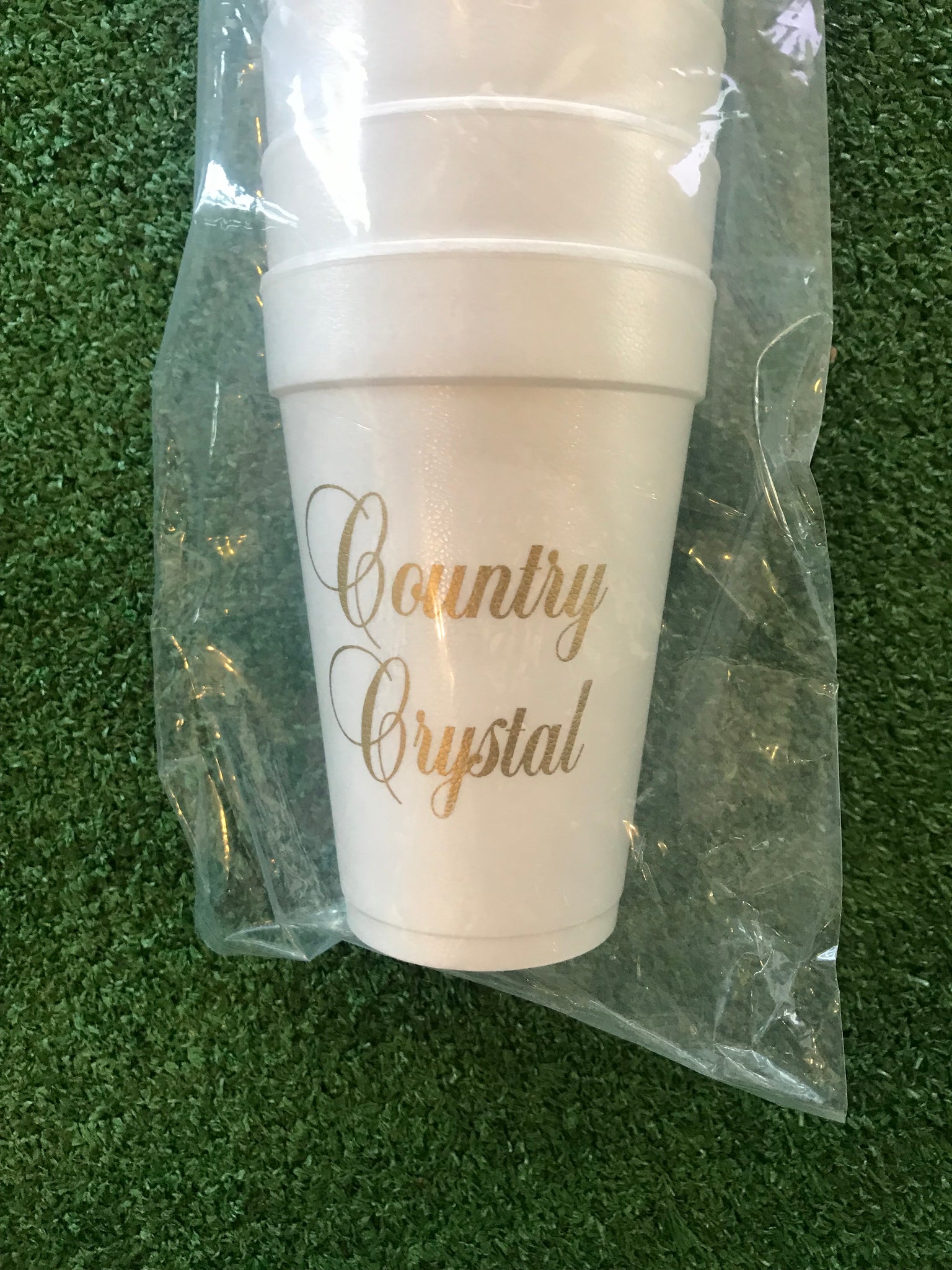 Styrofoam Country Crystal Gold Cups 16 oz cups. 10 count
