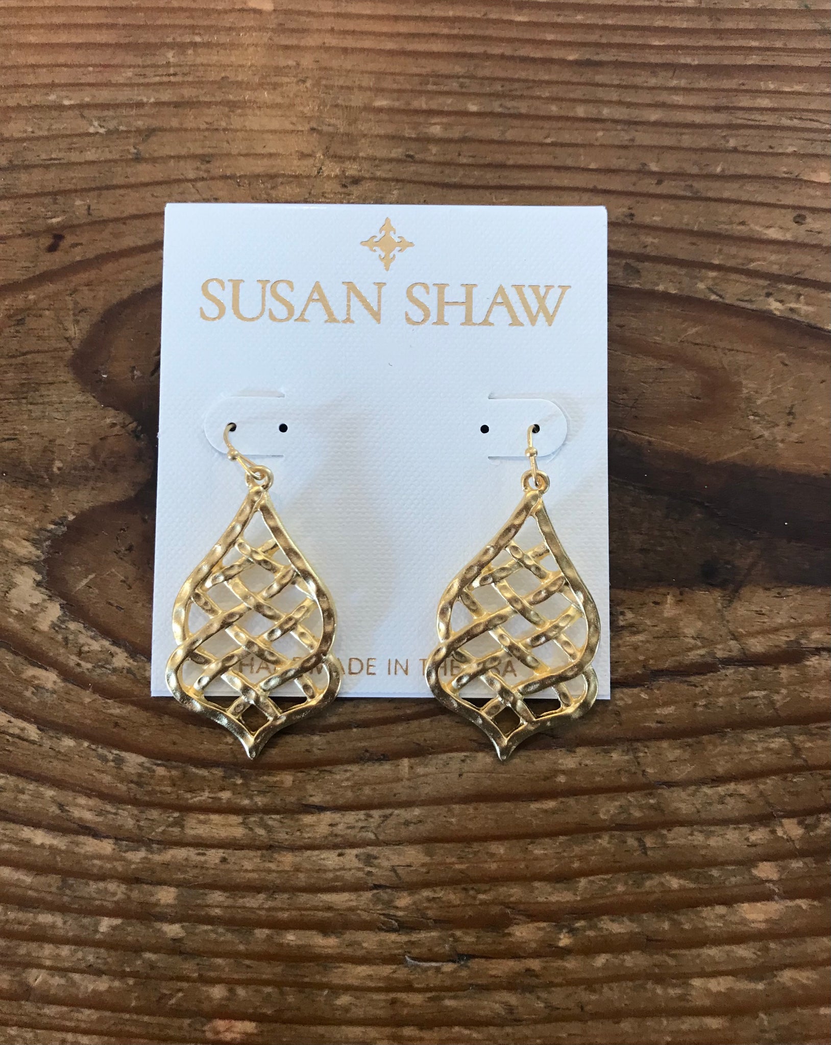 Susan Shaw 1249 Gold Pointed Lattice Earring