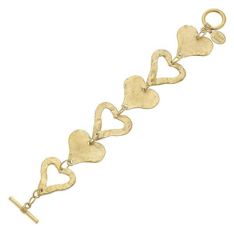 Susan Shaw 2433 Gold Linked Heart Bracelet