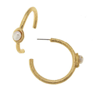 Susan Shaw 1166 Accent Pearl Hoop Earrings