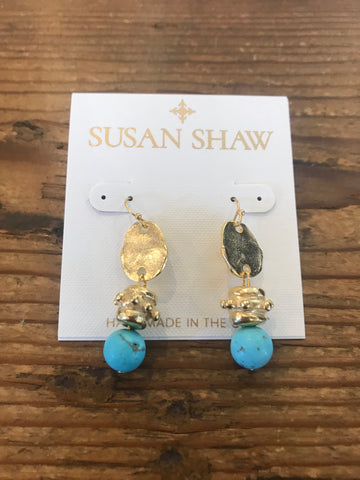 Susan Shaw 1665 Matte Turquoise Bentley Earrings