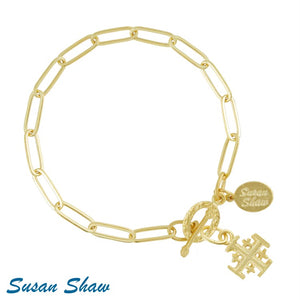 Susan Shaw 2695 Jerusalem Cross Paperclip Bracelet