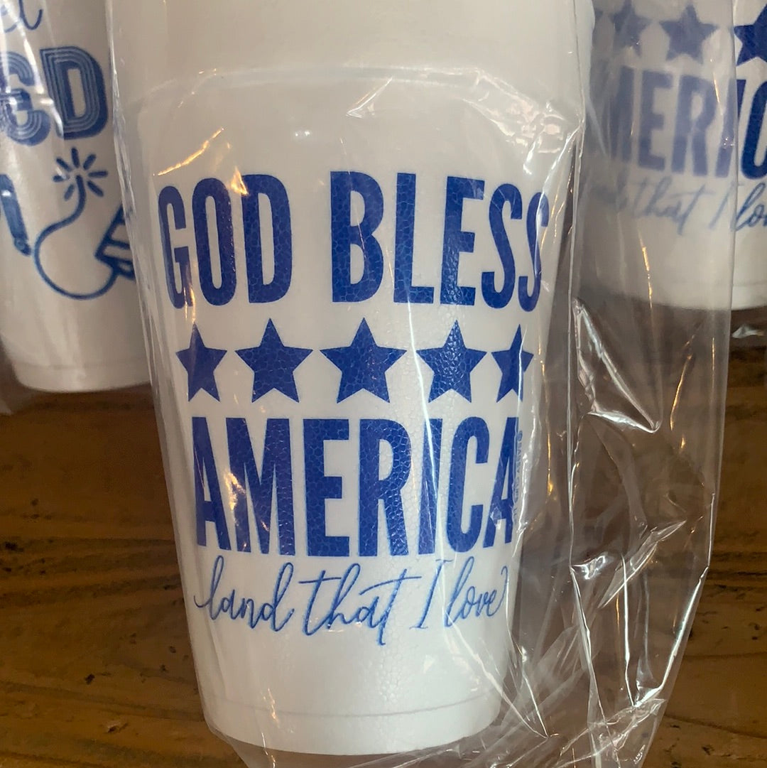 Styrofoam Cups - God Bless America