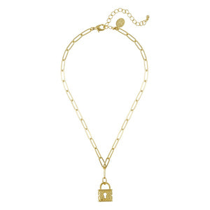 Susan Shaw 3696 Paperclip Chain Necklace with Lock