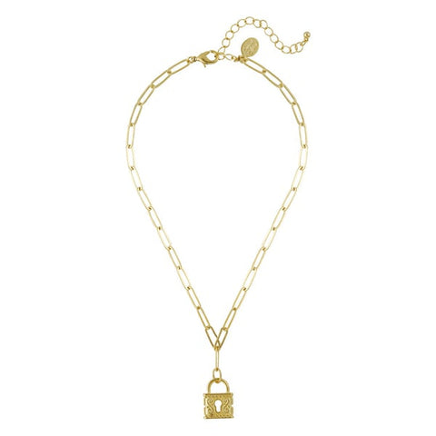 Susan Shaw 3696 Paperclip Chain Necklace with Lock