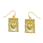 Susan Shaw 1435 Gold Lock Heart Stamp Earring
