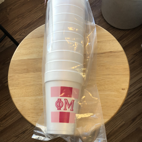 Striped Styrofoam Cups - Phi Mu