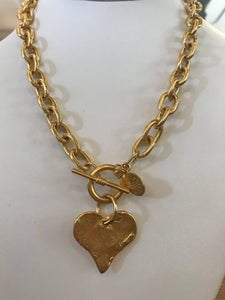 Susan Shaw 3510 Handcast Gold Heart Necklace