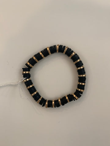 Susan Shaw 2470 Stretch Beaded Black and Gold Bracelet